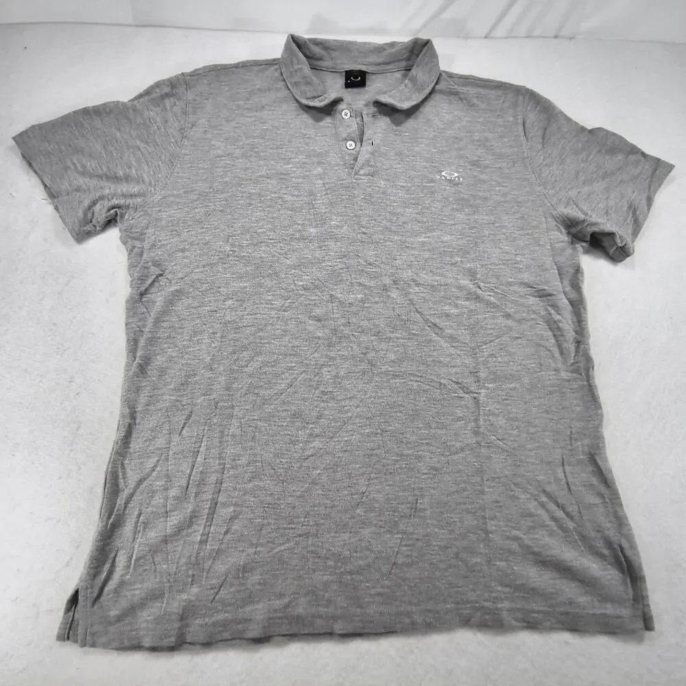 Oakley Short Sleeve Casual Collared Polo Shirt Adult Mens Size Large L Gray